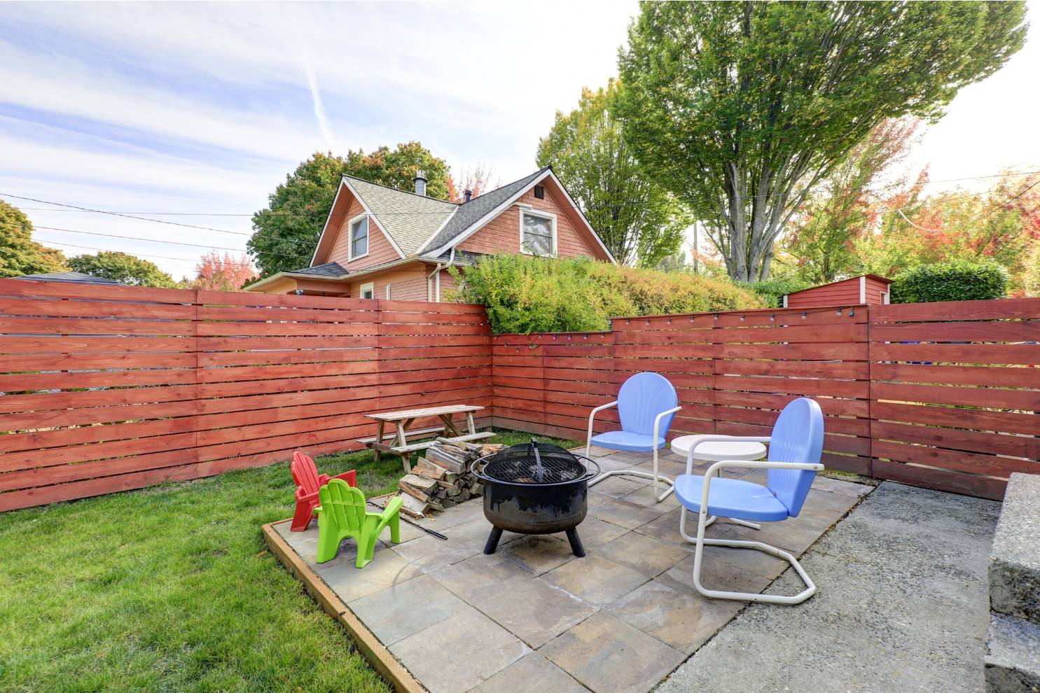 Backyard With A Wooden Fence