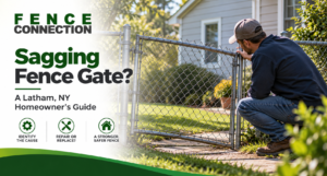 Sagging fence gate in Latham